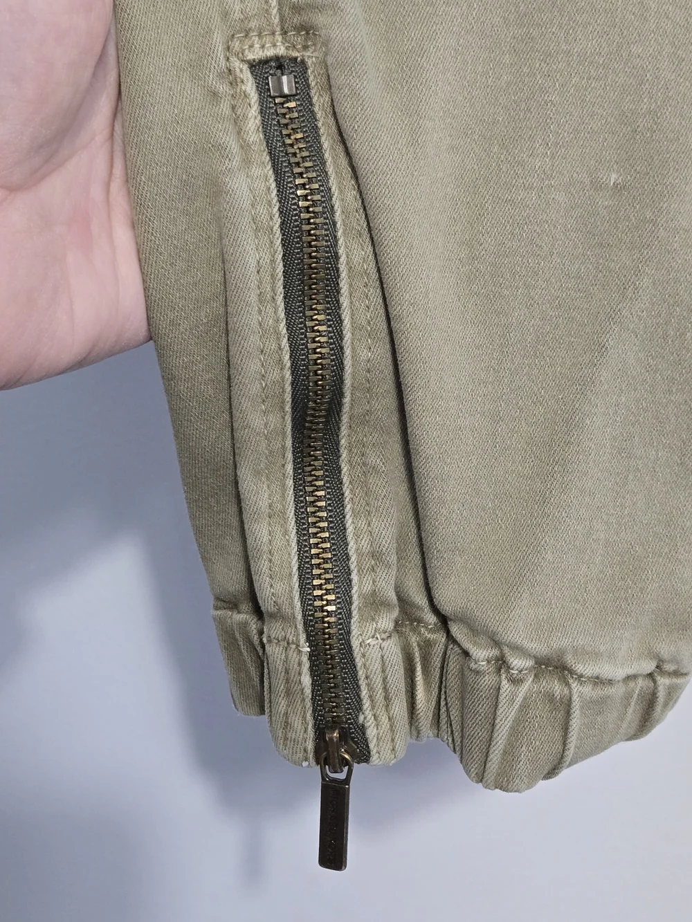 Michael Kors Cargo Jogger Pants Olive Green Zip Ankle Stretch Women's 10